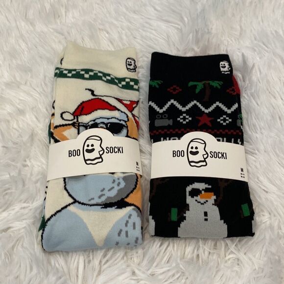 Boo Socki Snowman Socks 2 Pack Features Cool Festive Graphics Throughout - Picture 9 of 10